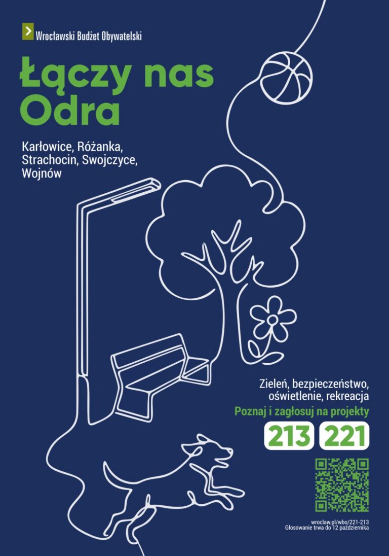WBO plakat 2026 Łączy nas odra. Zagłosuj na projekty 213 i 221